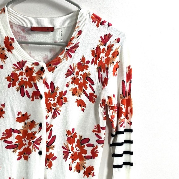 Red Sweaters - RED- Floral Cardigan Small